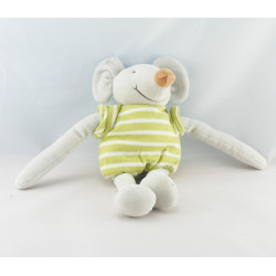 Doudou souris grise maillot rayé vert short NOUNOURS