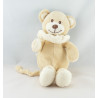 Doudou plat ours beige col blanc BAMBIA