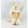 Doudou plat ours beige col blanc BAMBIA