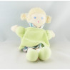 Doudou poupée fille robe verte bleu nattes NOUNOURS NEUF