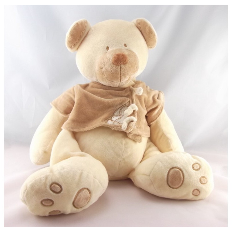 Doudou ours écru gilet beige NICOTOY