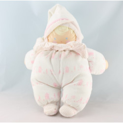 Doudou bébé poupée chiffon blanc bleu rayé plage COROLLE