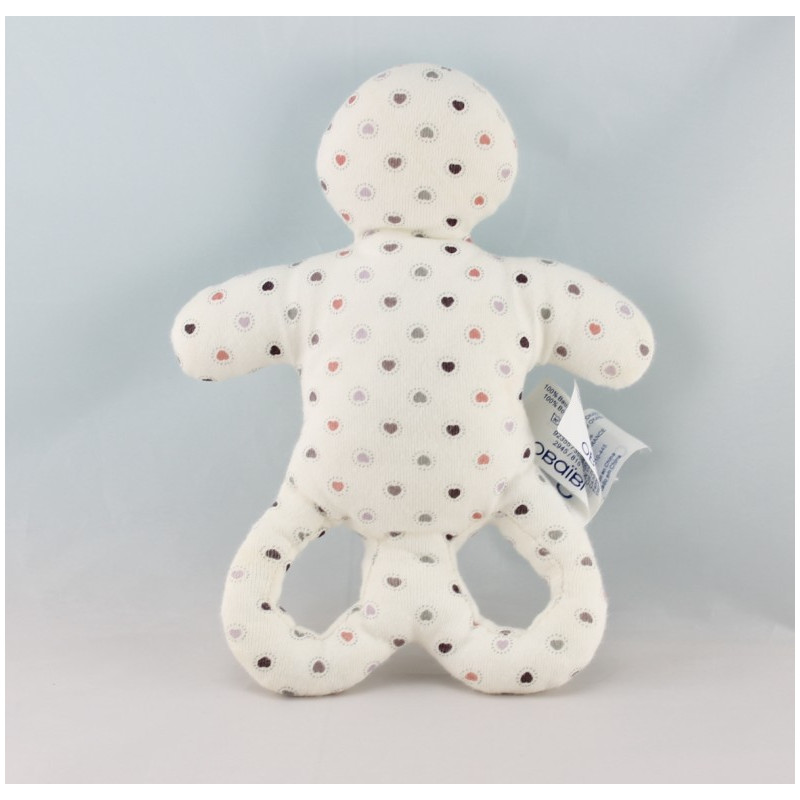 Doudou hochet forme OB rose pois OBAIBI