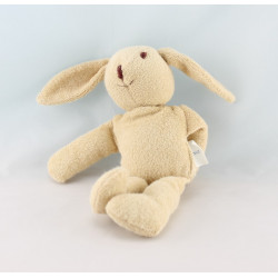 Doudou lapin beige maillot blanc coeur rouge OKAIDI