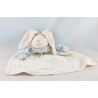 Doudou plat lapin blanc rayé bleu TARTINE ET CHOCOLAT