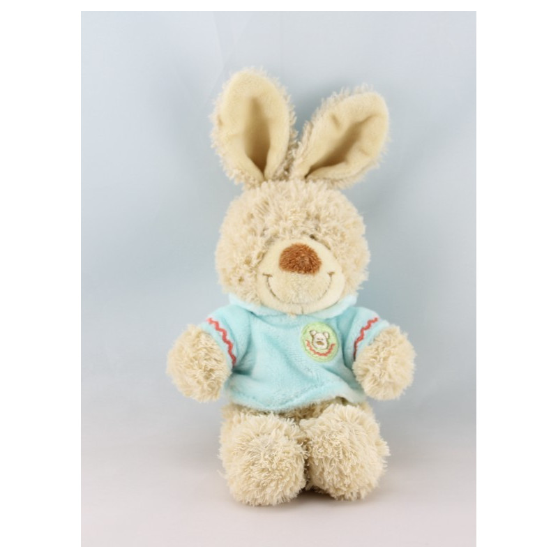 Doudou lapin sweat capuche bleu NICOTOY