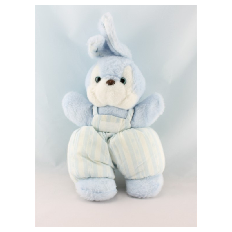Doudou lapin blanc rayé bleu TARTINE ET CHOCOLAT