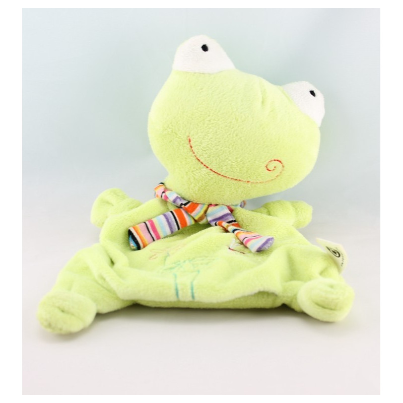 Doudou plat grenouille bleu vert CP INTERNATIONAL