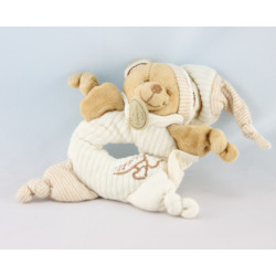 Doudou et compagnie bio ours blanc beige fleurs