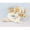Doudou et compagnie bio ours blanc beige fleurs