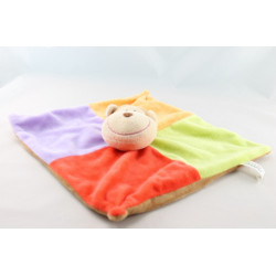 Doudou plat singe mauve vert rouge orange PLAYKIDS