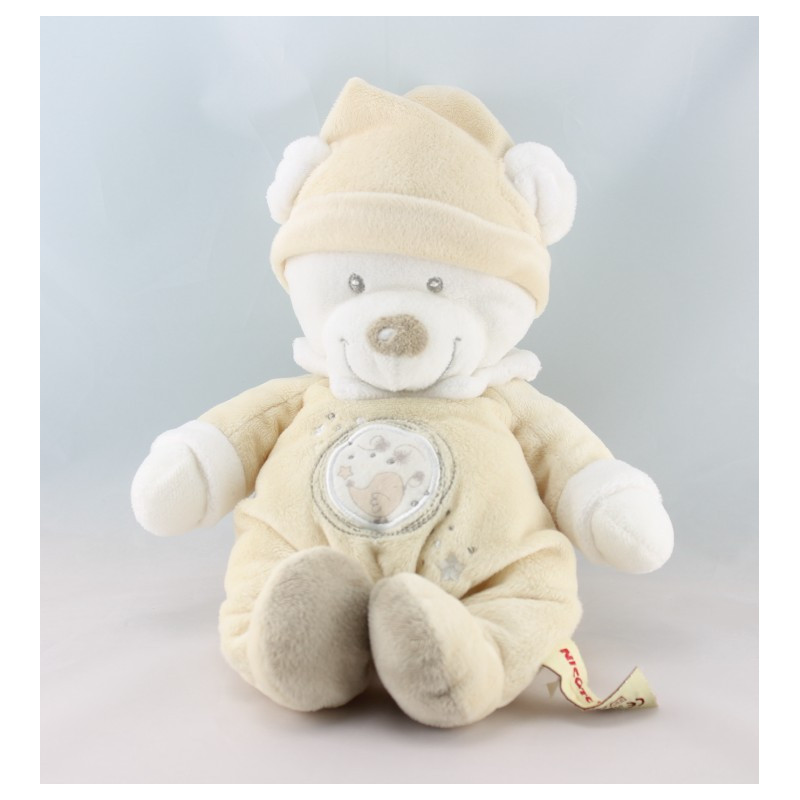 Doudou ours boule blanc écru oiseau étoile NICOTOY 