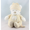 Doudou ours boule blanc écru oiseau étoile NICOTOY 