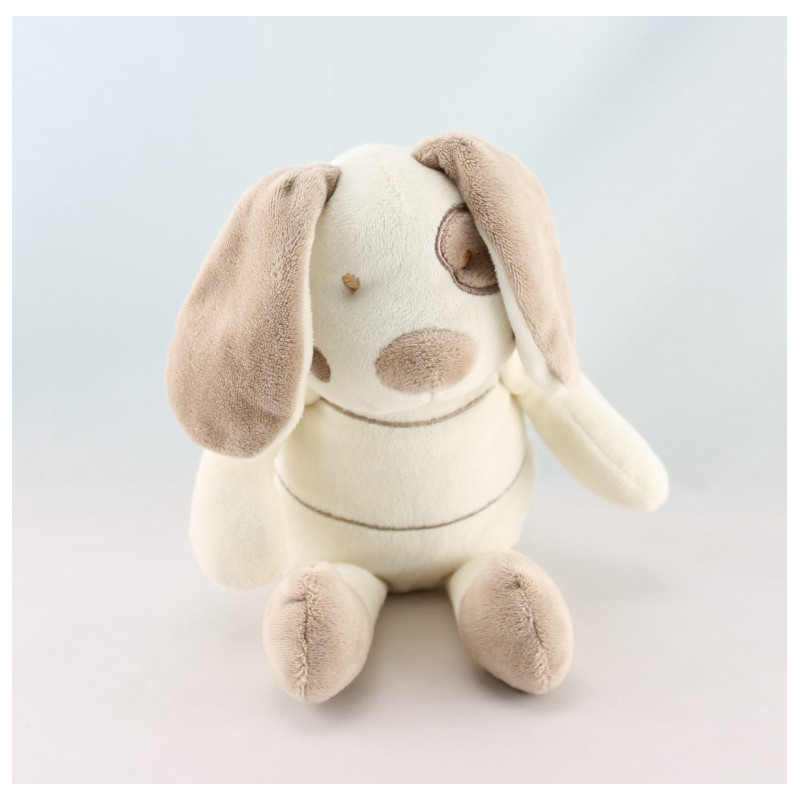 Doudou chien ours blanc marron cocard VERTBAUDET