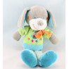 Doudou Chien bleu vert cercles jambes pois carreaux MOTS D'ENFANTS