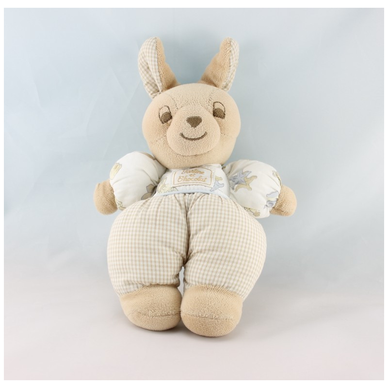 Doudou ours vichy beige blanc imprimé lavande savon TARTINE ET CHOCOLAT