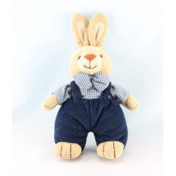 Doudou lapin hochet Vichy bleu Priscilla Larsen