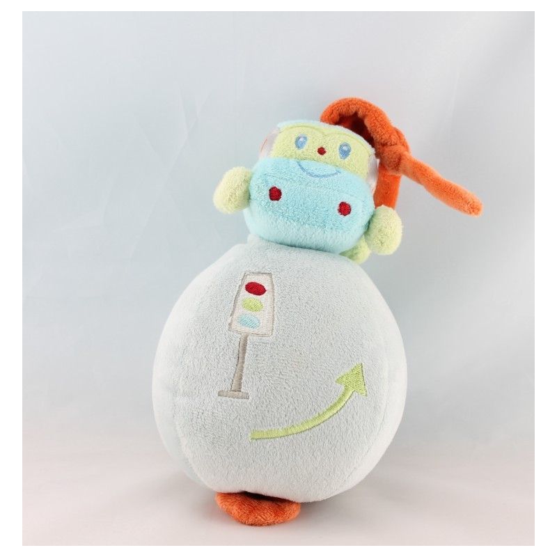 Doudou plat bleu voiture orange KITCHOUN KIABI