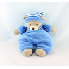 Doudou ours beige rouge rayé NOUNOURS
