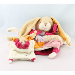  Doudou compagnie plat lapin rose orange maman pétale