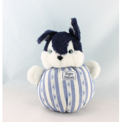 Doudou boule lapin bleu marine rayé TARTINE ET CHOCOLAT 15 cm