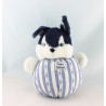 Doudou boule lapin bleu marine rayé TARTINE ET CHOCOLAT 15 cm