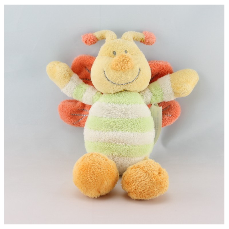 Doudou hochet papillon rayé vert JOLLYBABY