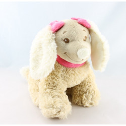 Doudou chien beige Scuba noeuds rose NOUKIE'S