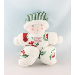 Doudou poupée lutin fille robe vichy bleu TARTINE ET CHOCOLAT