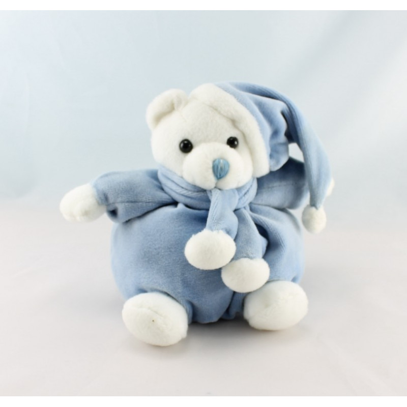 Doudou ours beige marron écharpe blanche CP INTERNATIONAL