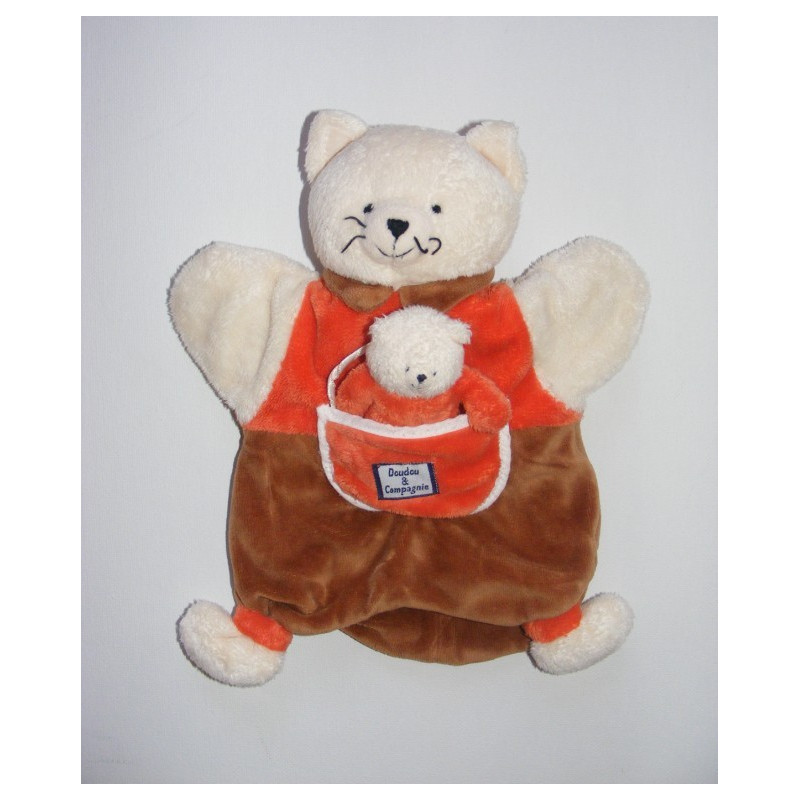 Doudou plat marionnette ours avec bébé DOUDOU ET COMPAGNIE 