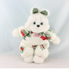 Doudou lapin blanc cerise vichy vert TARTINE ET CHOCOLAT