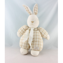 Doudou lapin carreaux beige blanc TARTINE ET CHOCOLAT