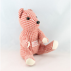 Doudou ours tissu vichy rouge TARTINE ET CHOCOLAT