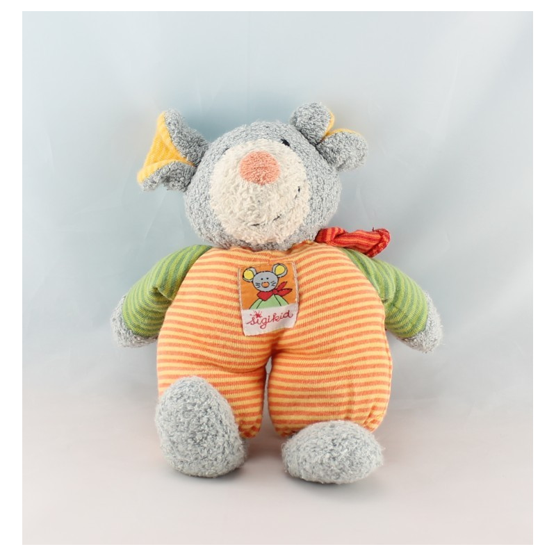 Doudou souris grise bleu pois SIGIKID