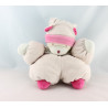 Doudou ours rose fleur bonnet NOUNOURS