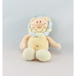 Doudou lion orange jaune criniére bleu vert JOLLYBABY