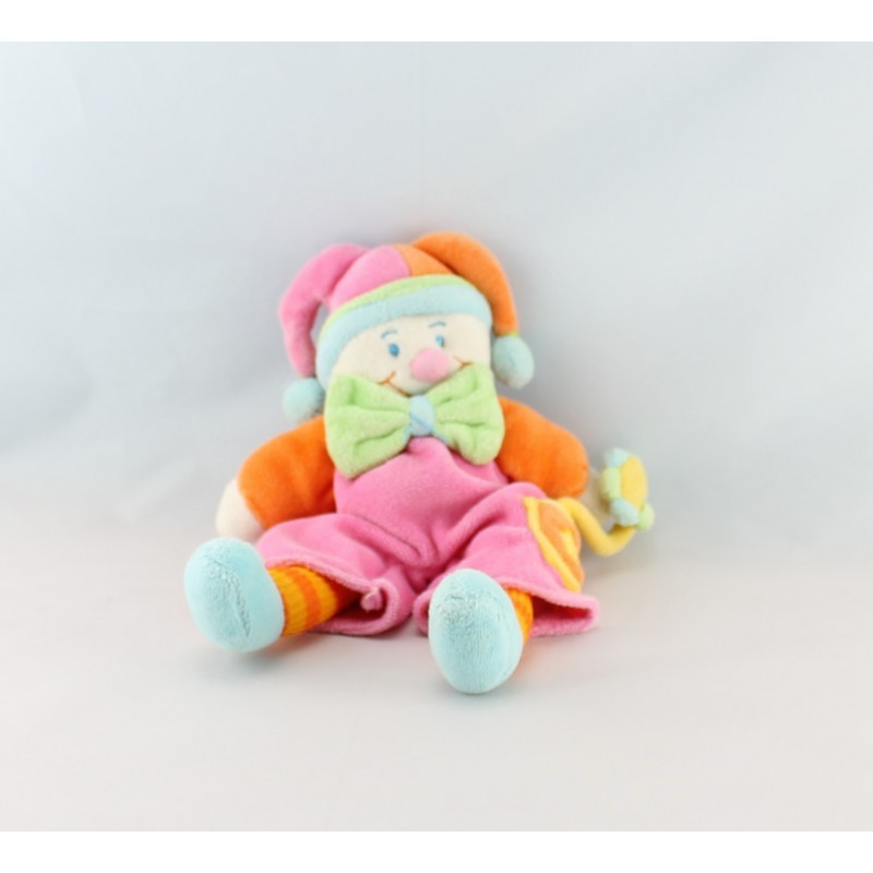 Doudou Clown rose hochet fleur JOLLYBABY