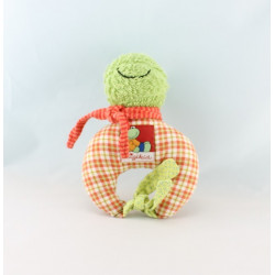 Doudou hochet grenouille orange vert fleur SIGIKID