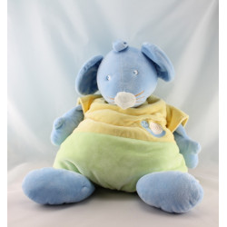 Doudou souris  bleu jaune vert escargot soleil VETIR