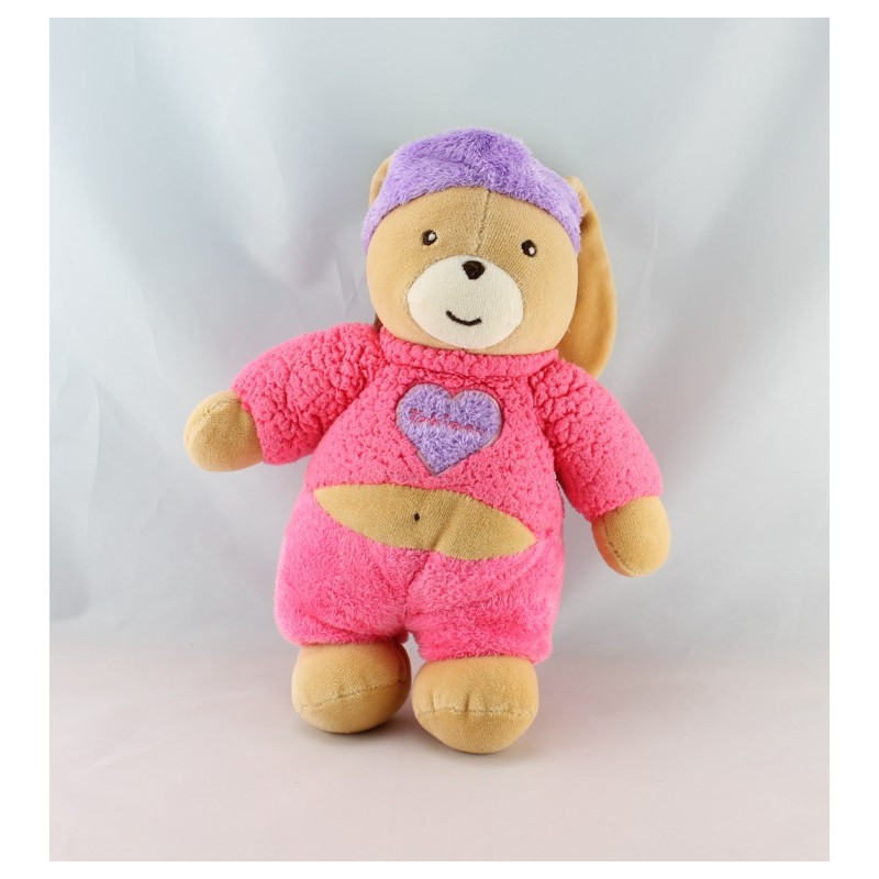 Doudou lapin mauve violet bandeau coeur rose TAKINOU