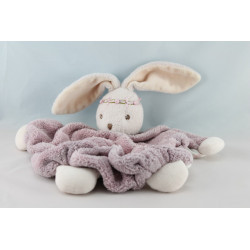 Doudou plat plume Lapin lilirose fleurs bandeau Kaloo