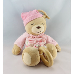 Doudou musical ours zig lilirose rose avec fleurs Kaloo