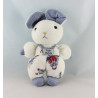 Doudou lapin blanc vichy bleu poule TARTINE ET CHOCOLAT