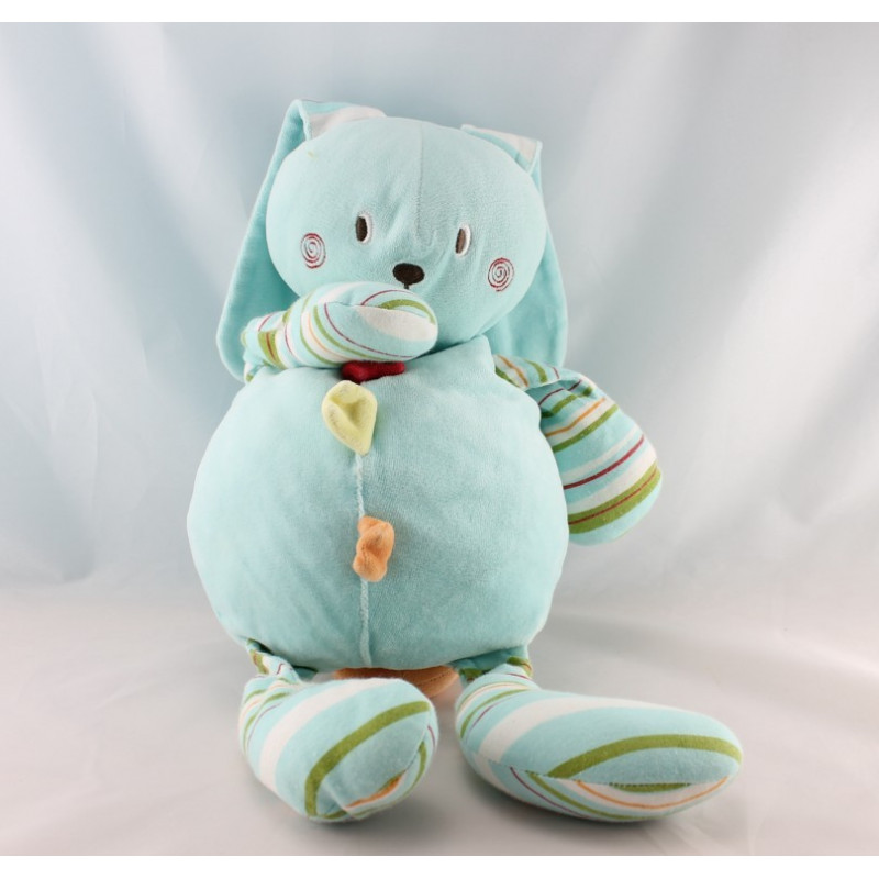 Doudou range pyjama lapin bleu rayé vert SUCRE D'ORGE 