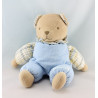 Doudou ours beige pyjama marron bleu carreaux NOUNOURS