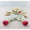 Doudou et compagnie plat fleur bleu rose vert ours coeur brodé 