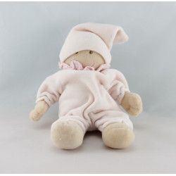Doudou plat ours rose coccinelle brodée BABY CLUB