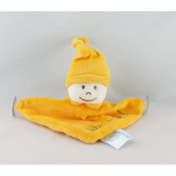 Doudou plat bébé à bord lutin jaune ventouses KING BEAR 
