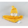 Doudou plat bébé à bord lutin jaune ventouses KING BEAR 